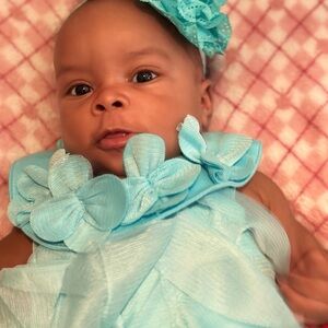Aqua Blue chiffon Baby dress with bow